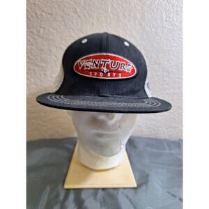 Mens Baseball Hat Venture Sports Black/White Mesh Trucker Hat One Size Fits All